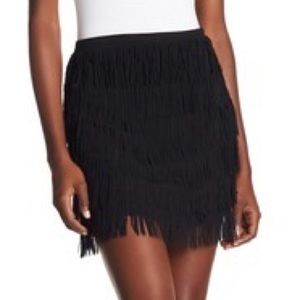 NEW Show me your mumu black fringe skirt L